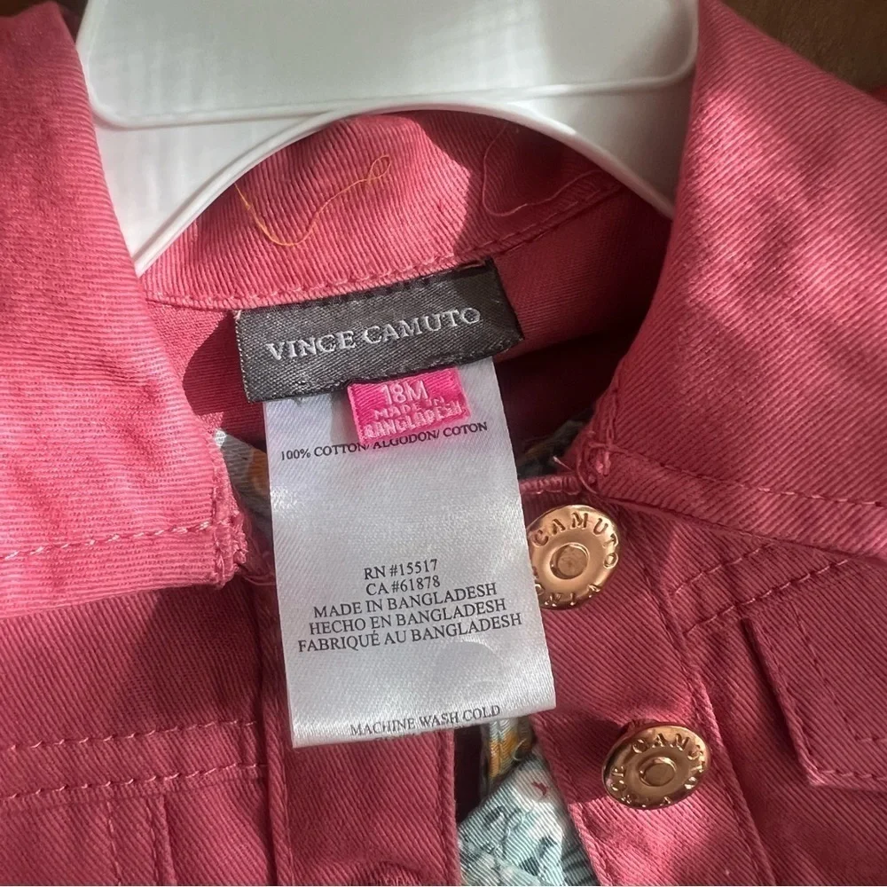 Vince Camuto Baby Toddler Girl 2 Piece Set Pink Jacket Floral Dress Sz 18M